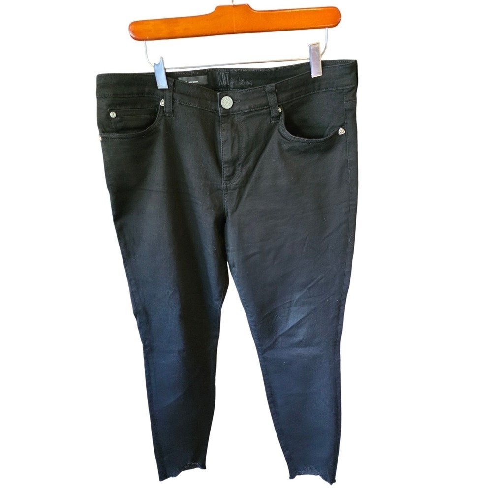 Kut From The Kloth Carlo Ankle Skinny Leg Jeans 14 Womens Plus‎ Size Black Raw